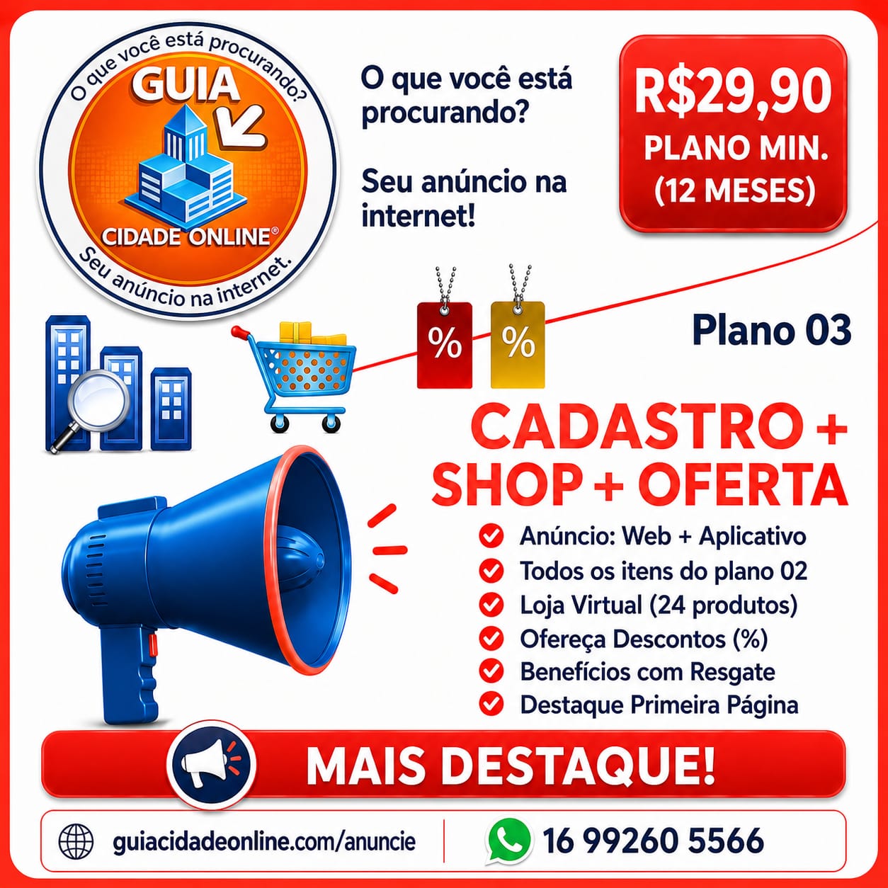 Arte do plano Cadastro + Loja + Ofertas