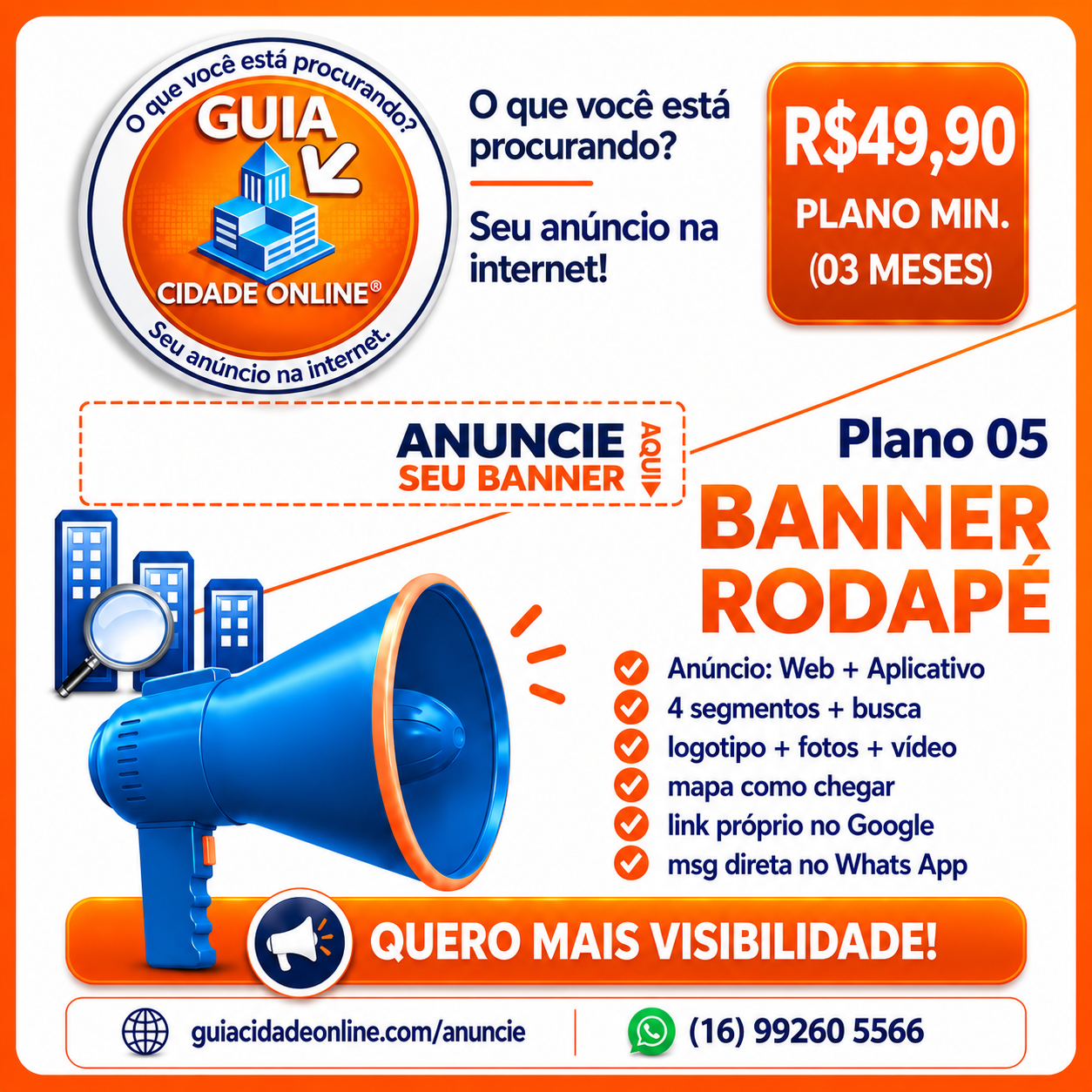 Arte do plano Banner Rodapé