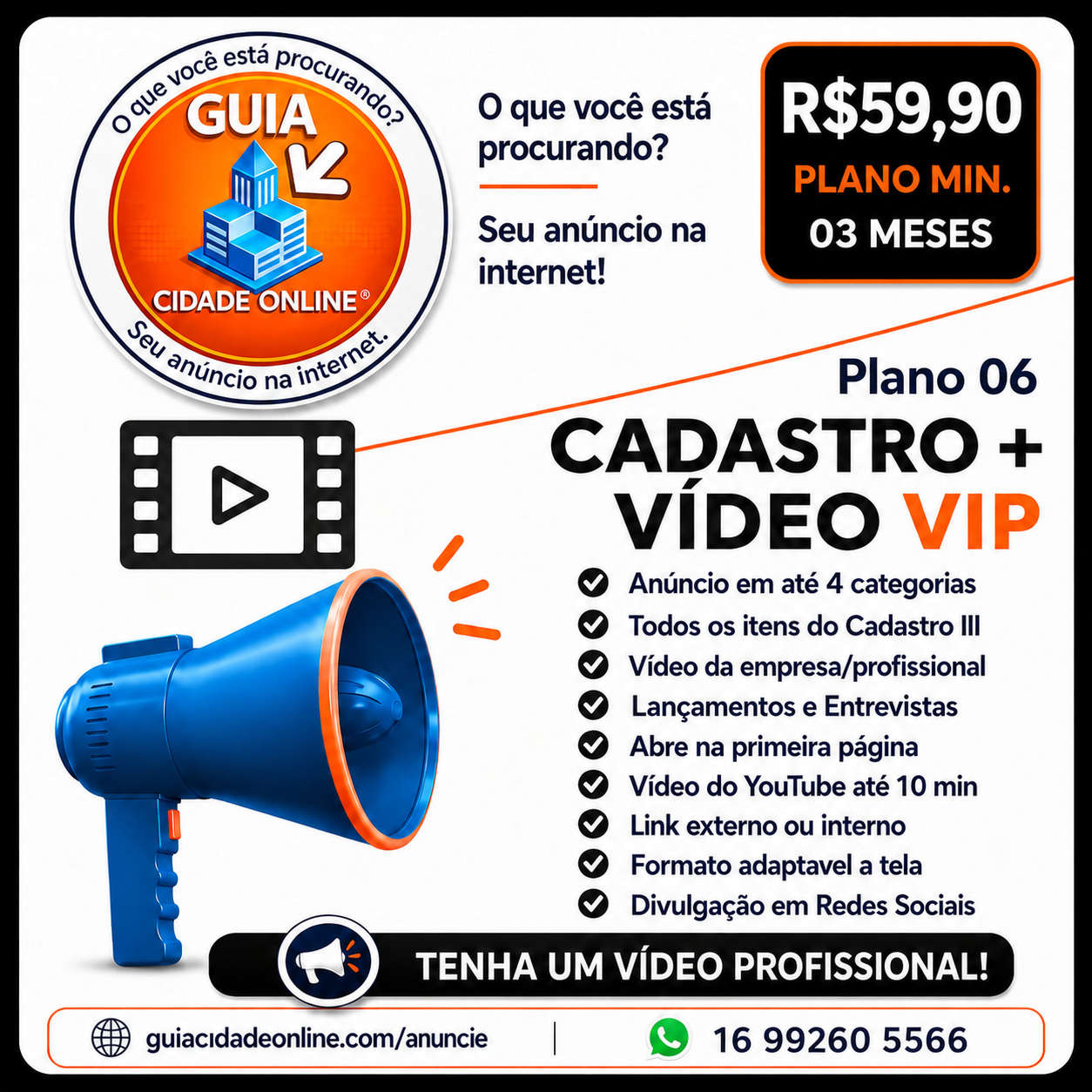 Arte do plano Cadastro + Vídeo VIP