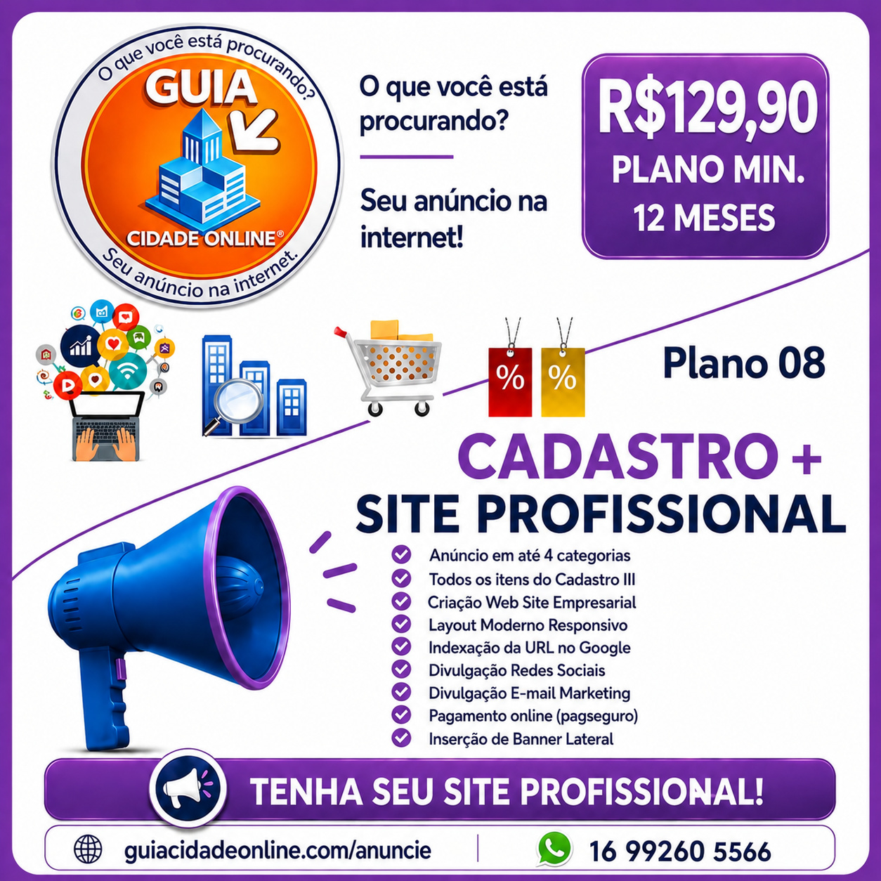 Arte do plano Cadastro + Site Profissional