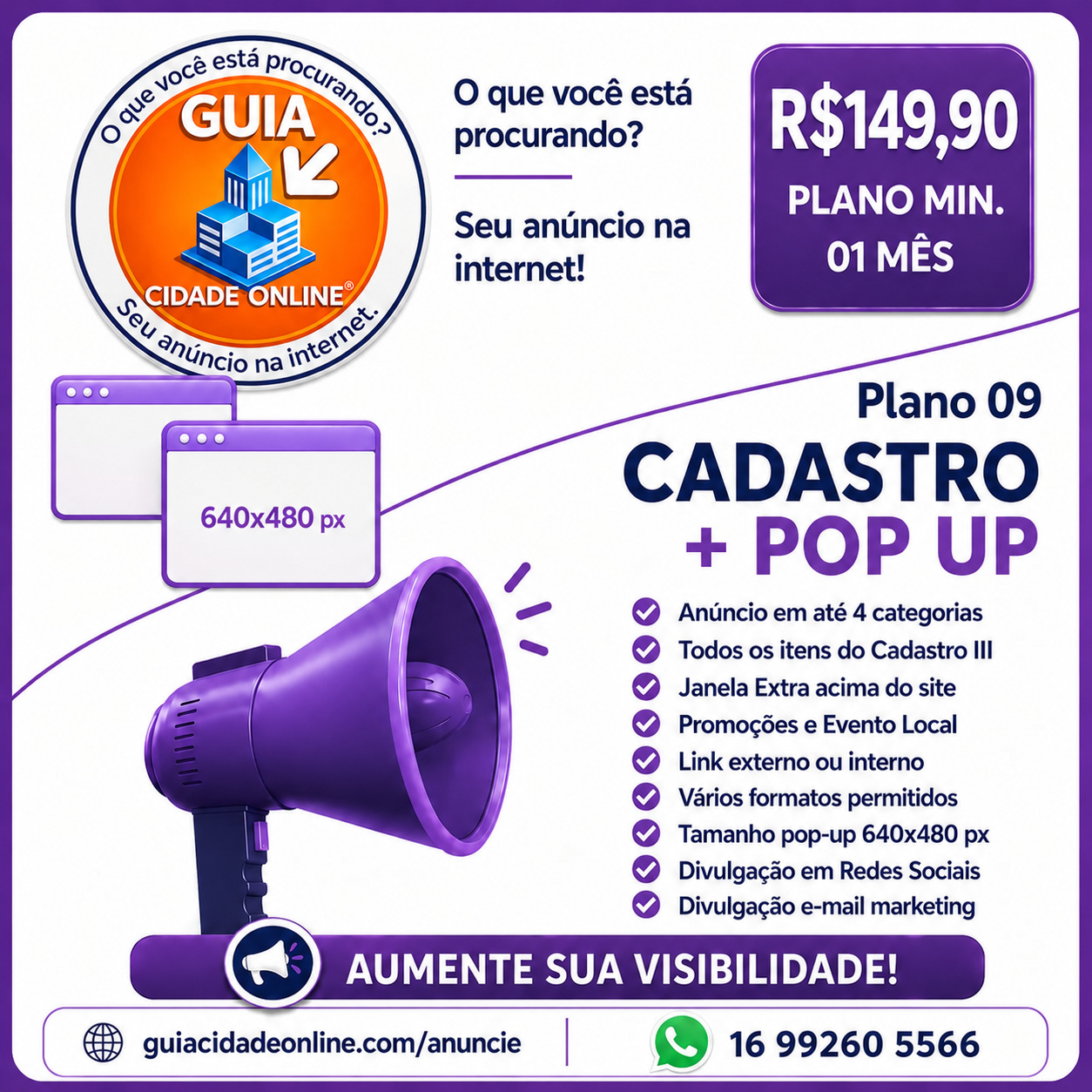 Arte do plano Cadastro + Pop-up